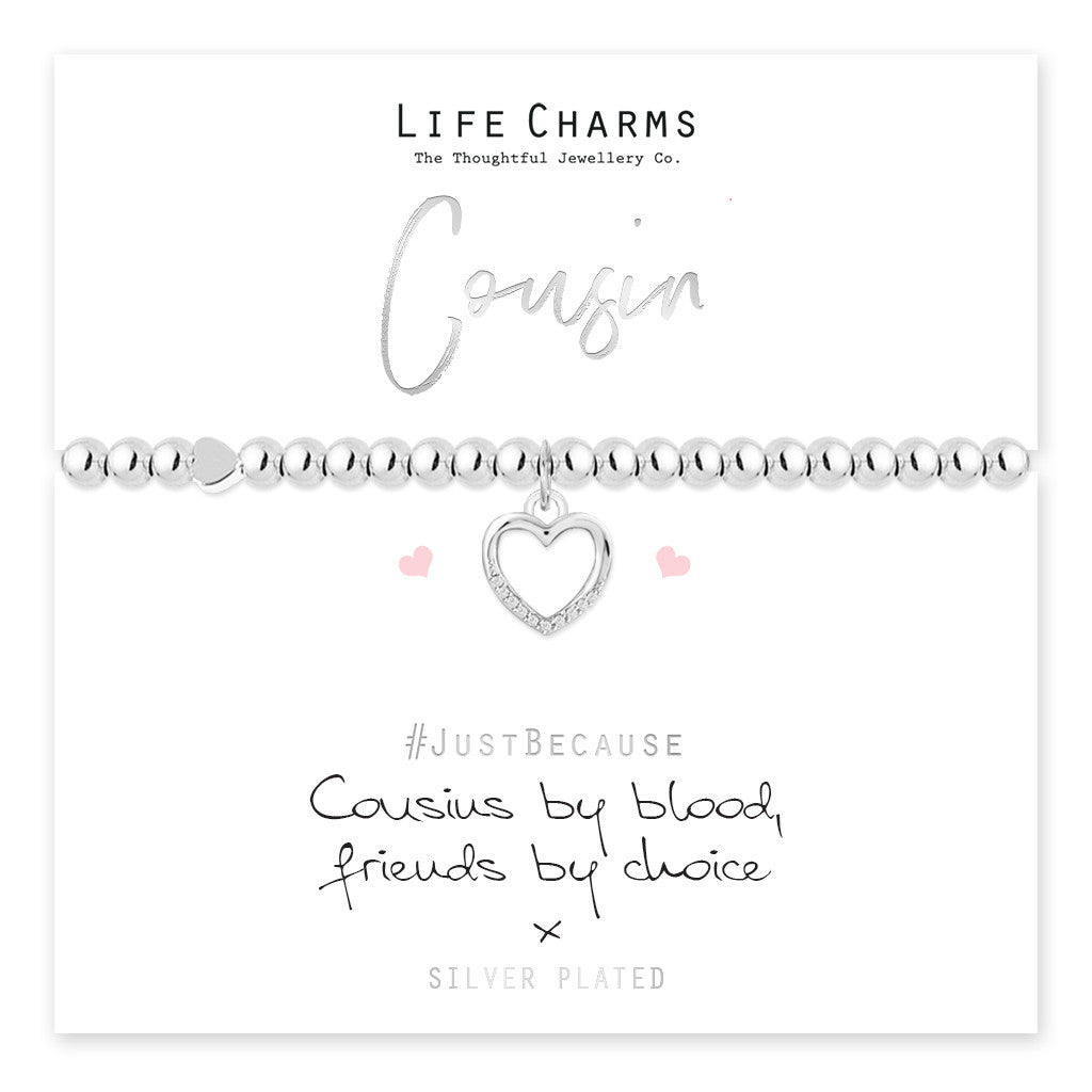 Cousin Sparkling Heart Charm Bracelet
