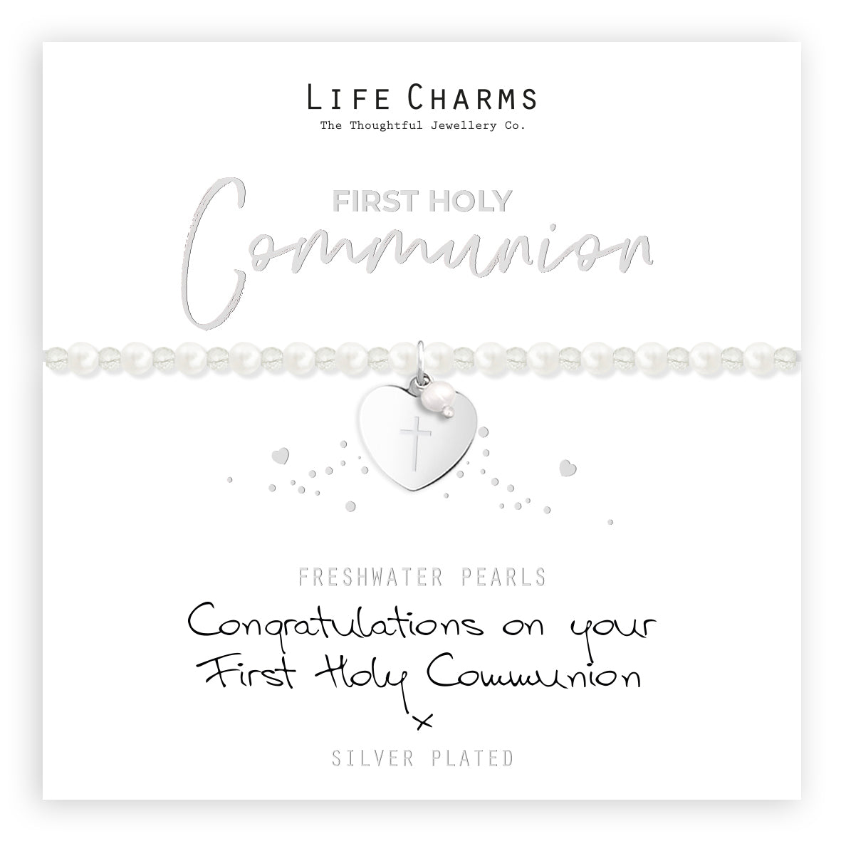 Freshwater pearls First Holy Communion charm bracelet