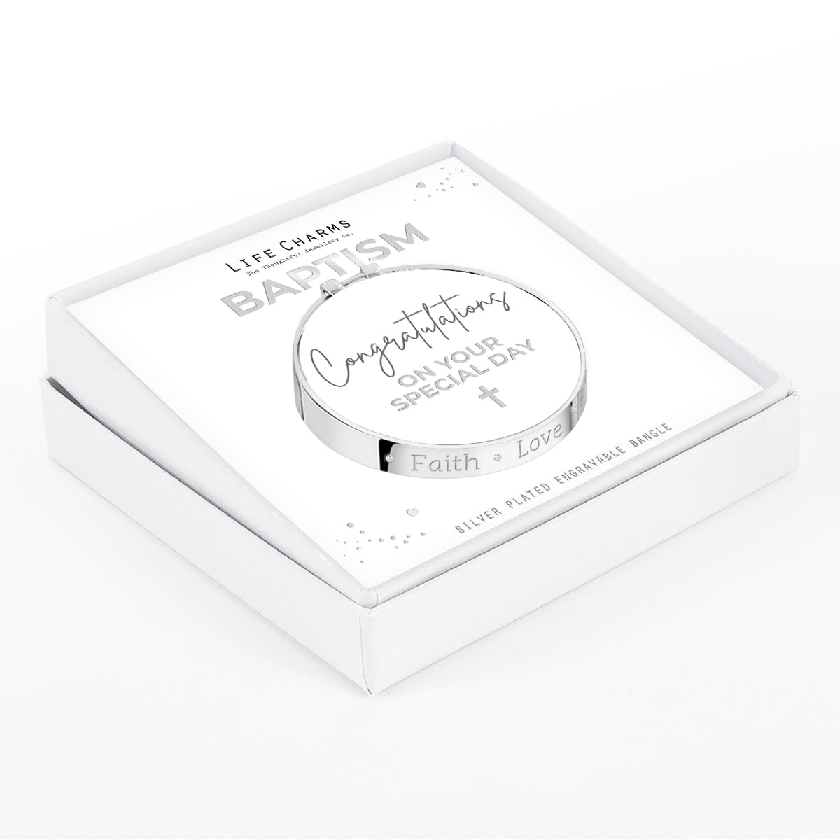 Baptism baby bangle Faith Love Hope