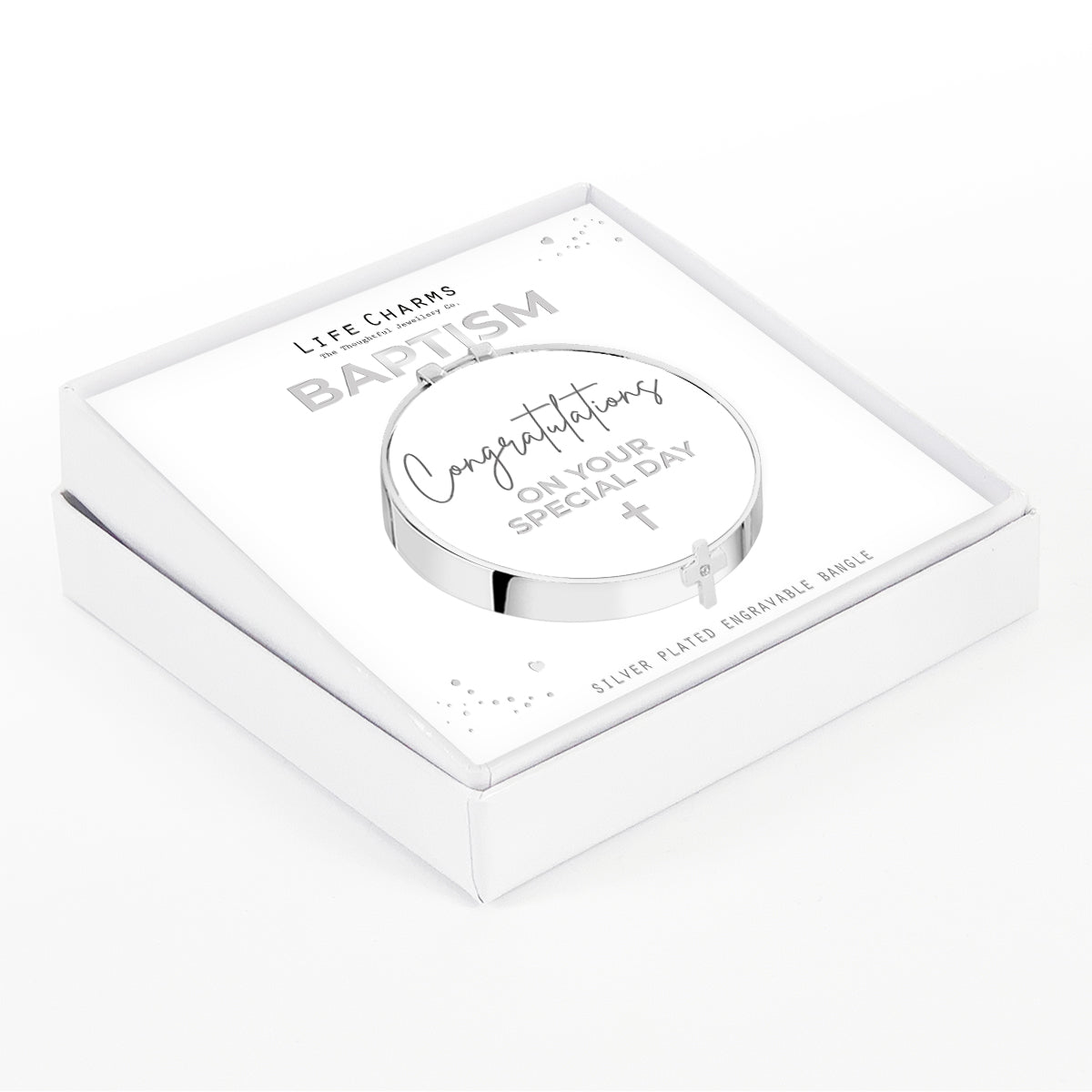 Baptism baby bangle with cross