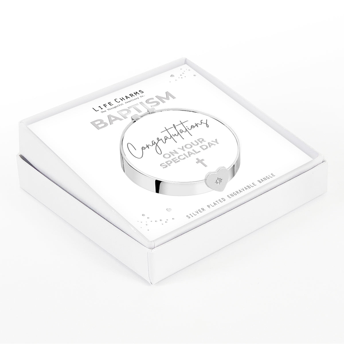 Baptism baby bangle with heart