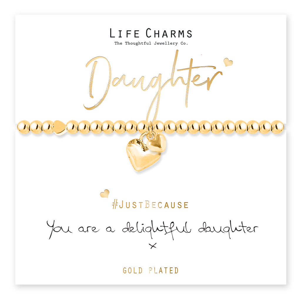 Daughter gold hearts charm bracelet