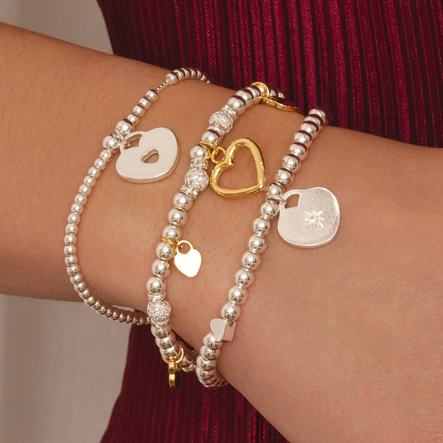 Love you - Heart charm bracelet in removable Valentine&