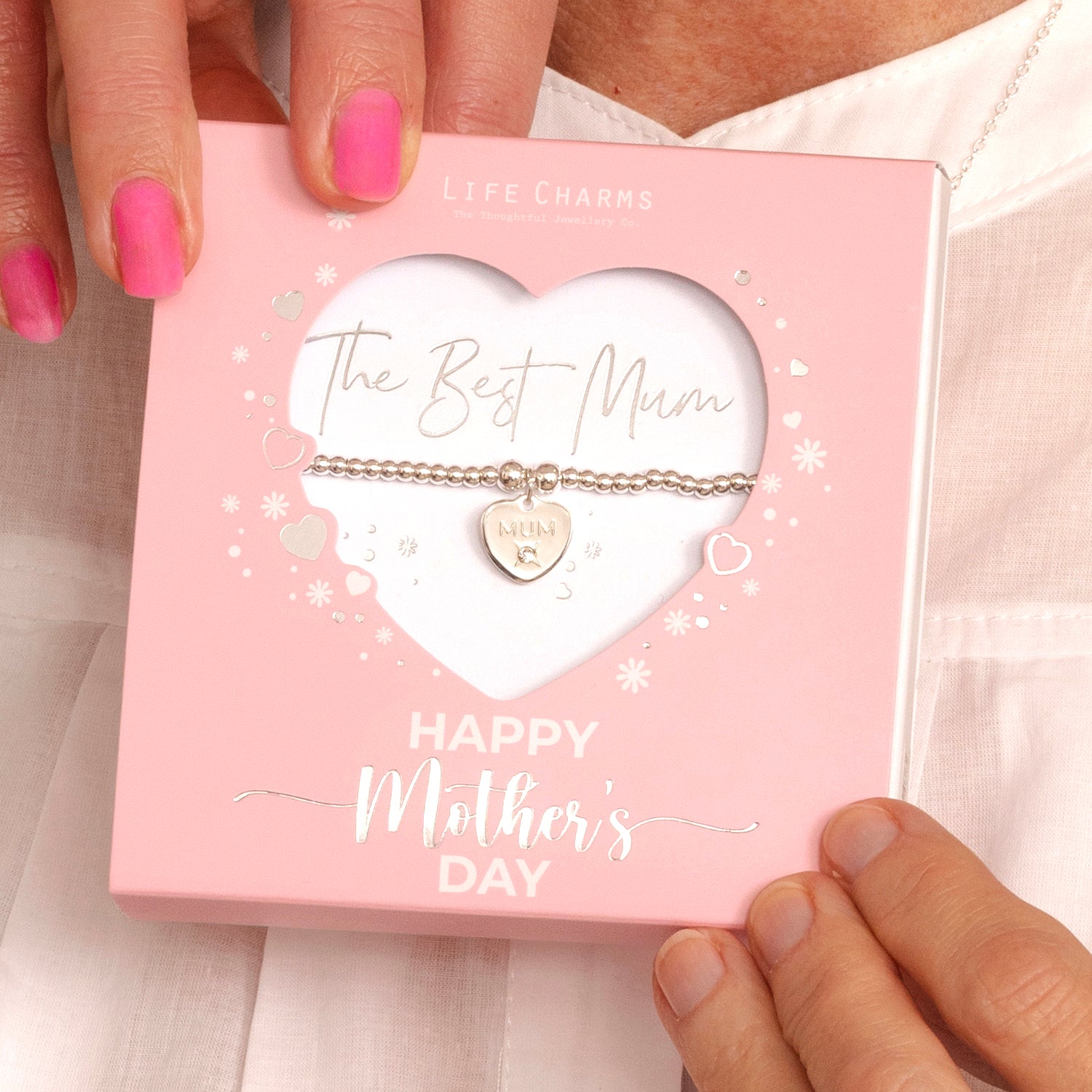 The Best Mum - heart charm bracelet in Mother&