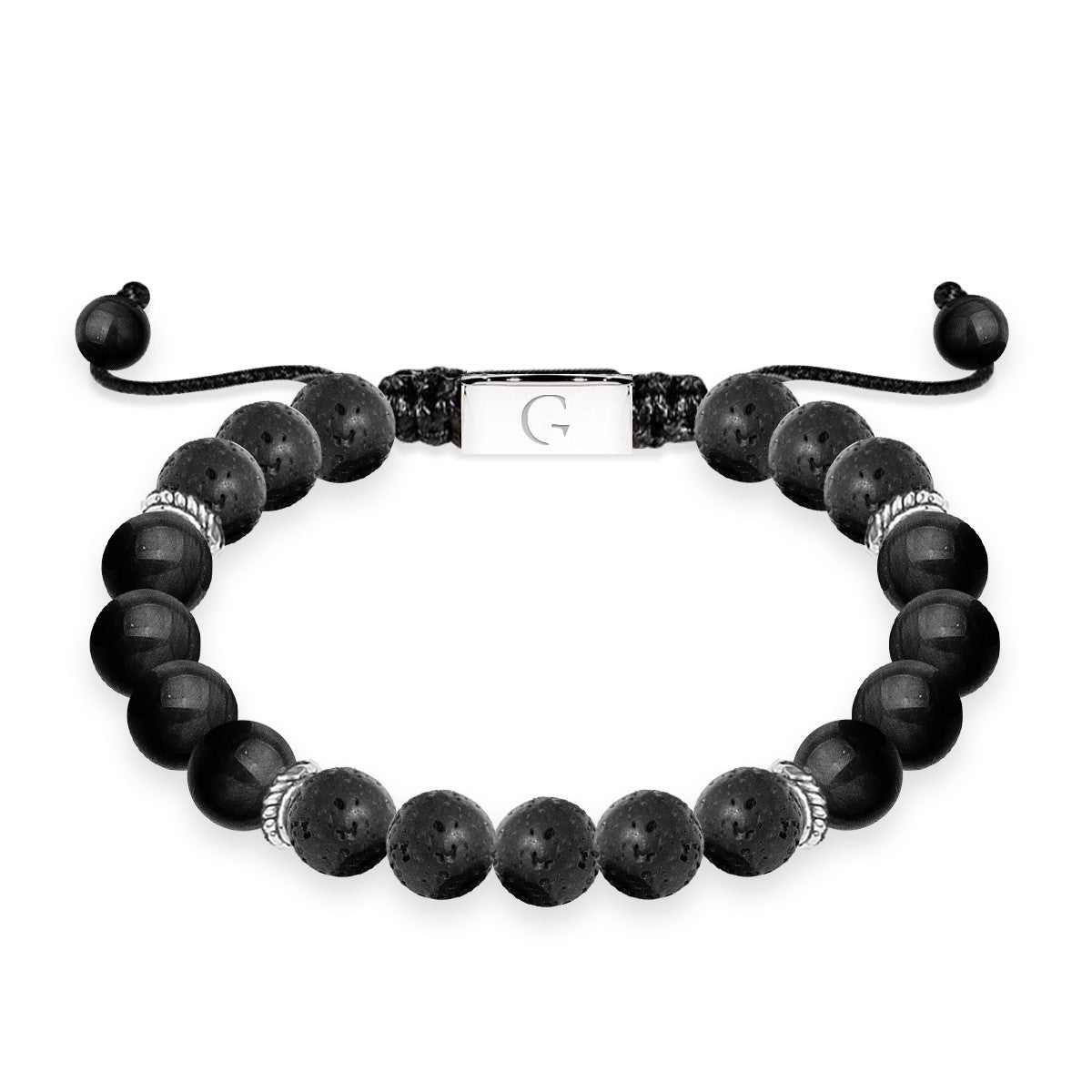 Black agate & lava stone semi precious beaded adjustable bracelet - The best boyfriend