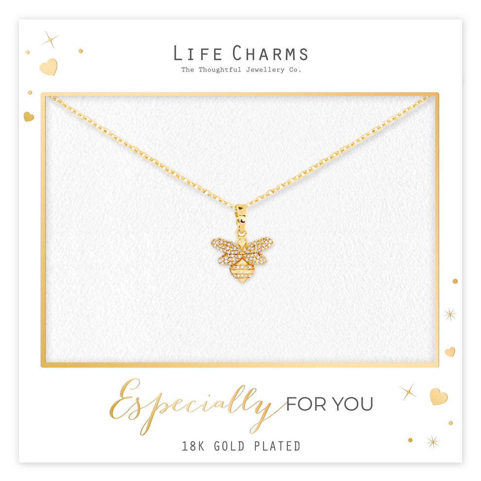 Gold bee pendant necklace