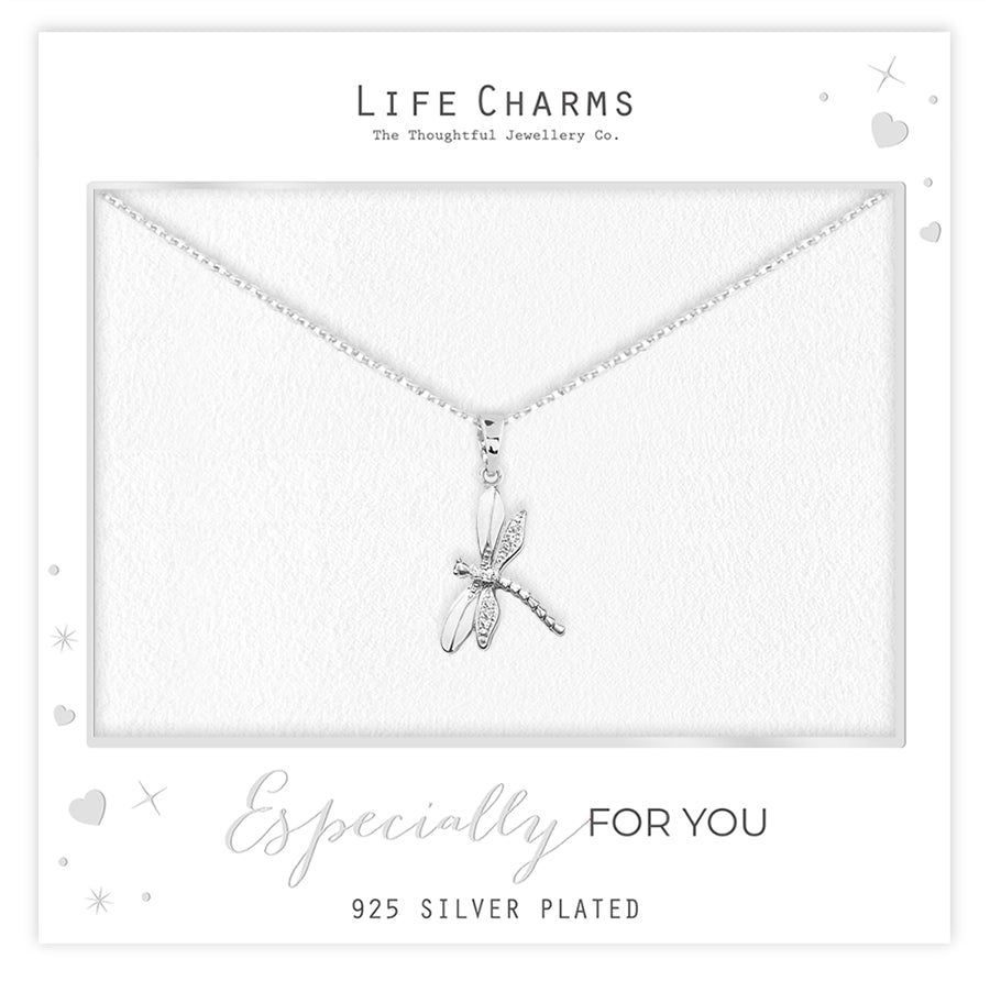Sparkling dragonfly pendant necklace