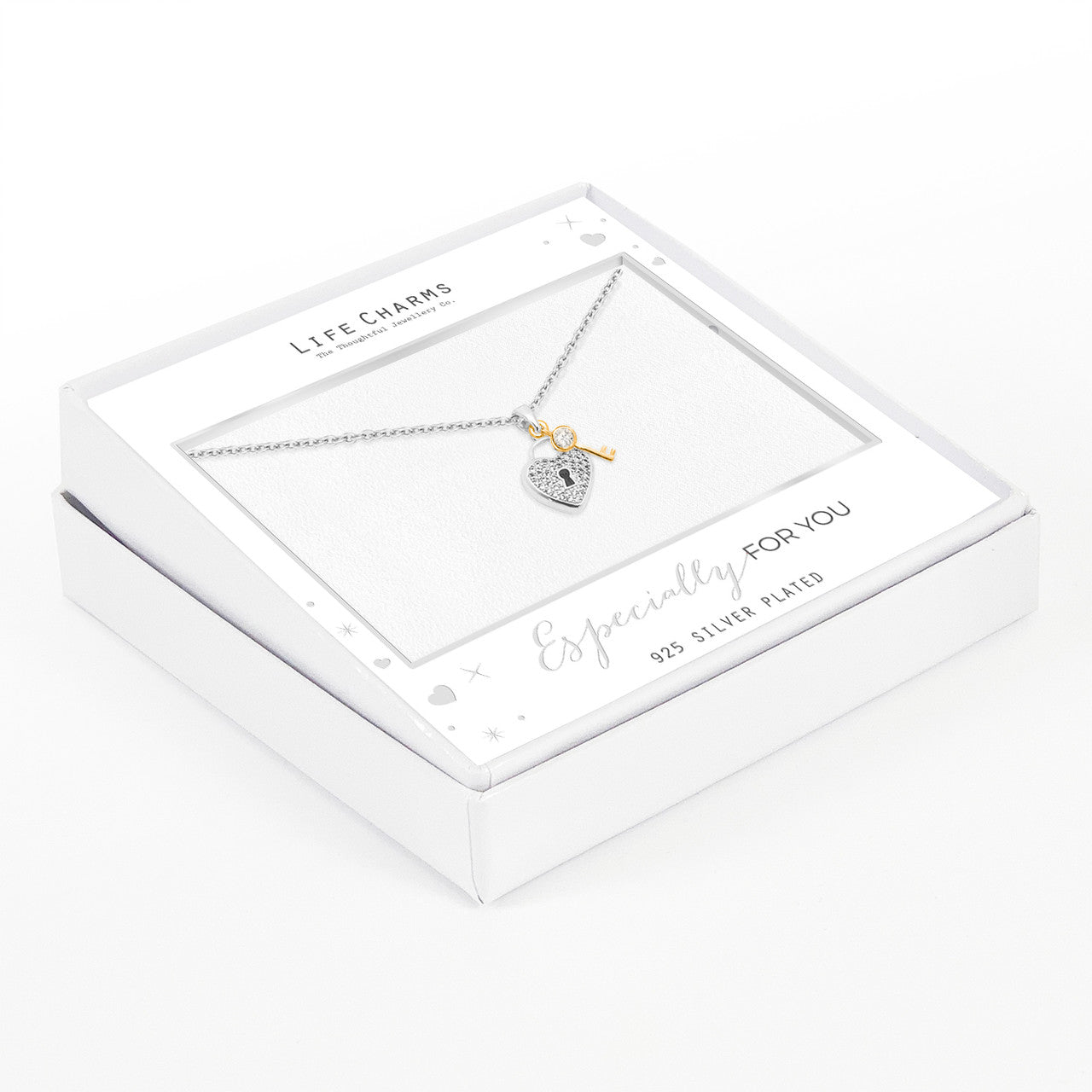 Heart lock & key pendant necklace