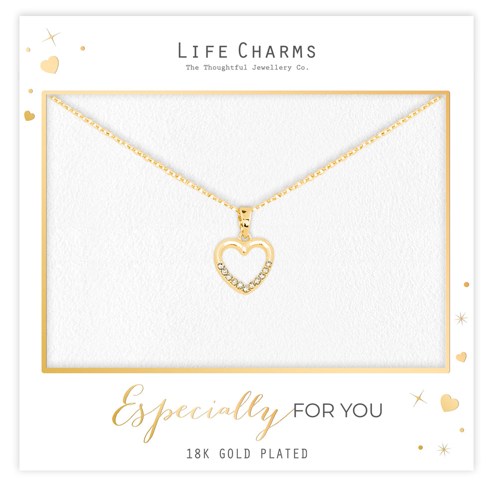 Heart with stones necklace in gold