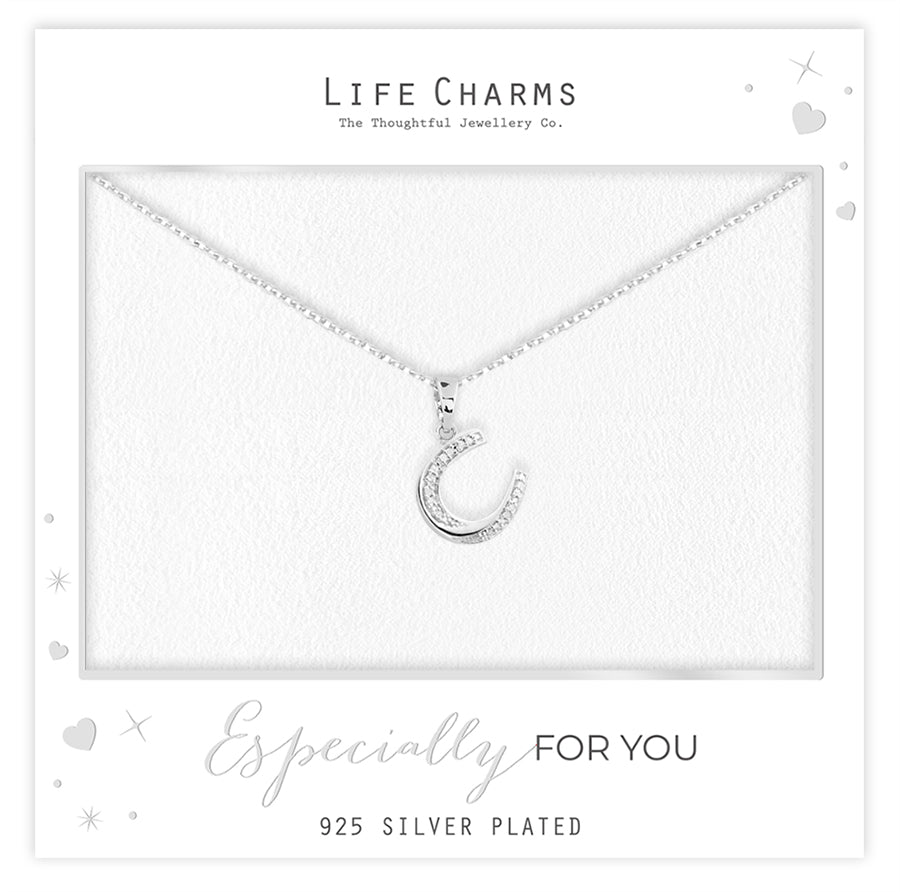Sparkling horseshoe pendant necklace