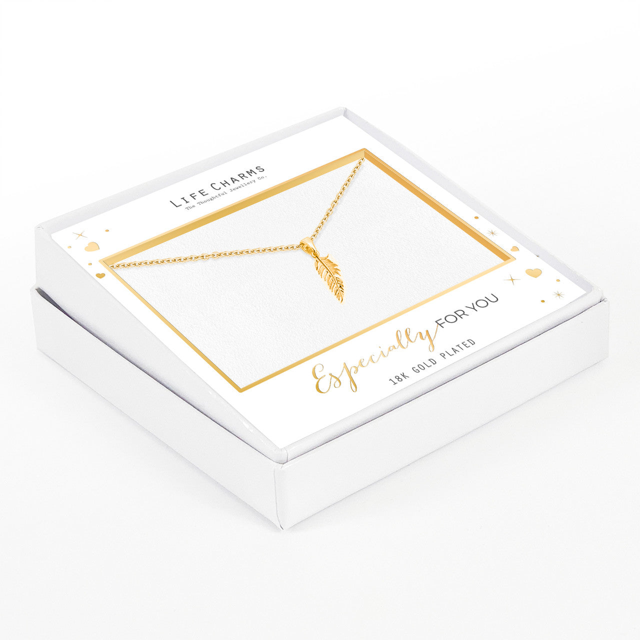 Feather pendant necklace in gold