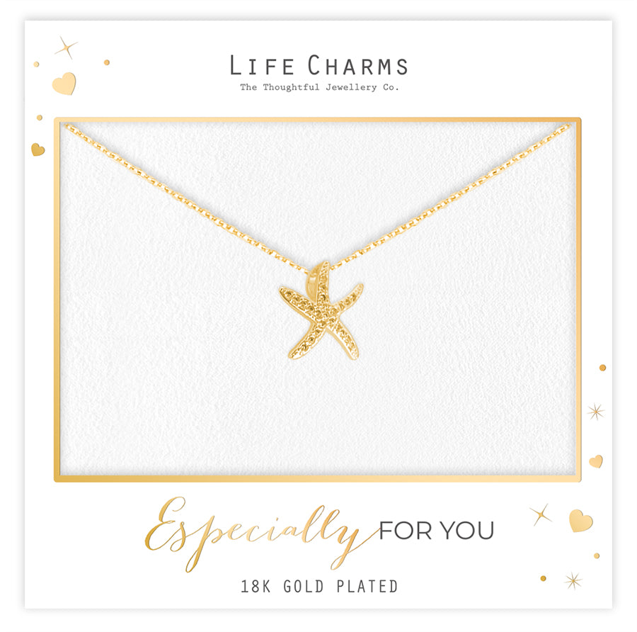 Sparkle starfish pendant necklace in gold