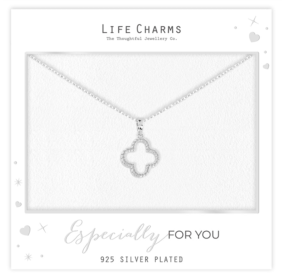 Sparkly 4 leaf clover necklace
