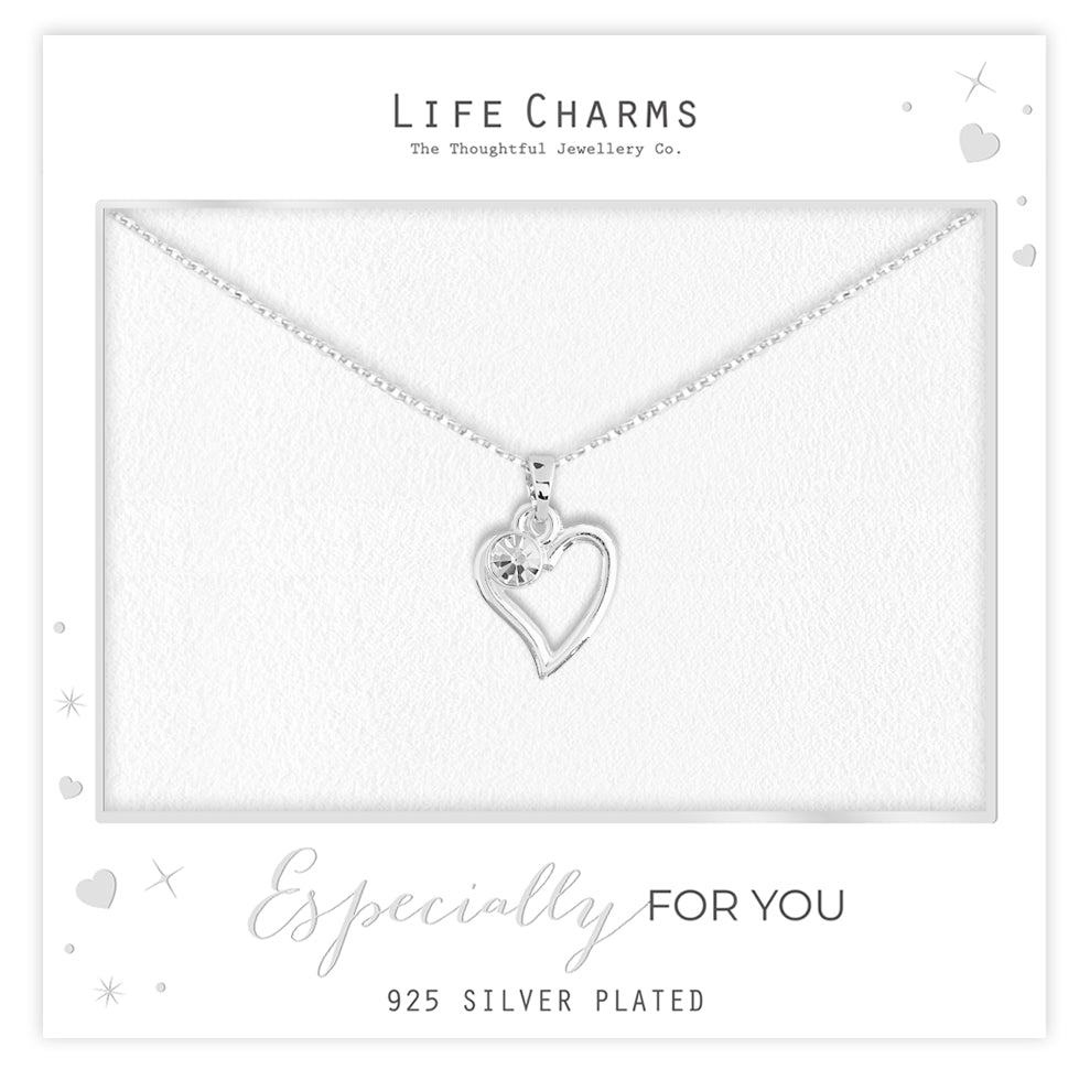 Open heart with zirconia stone necklace