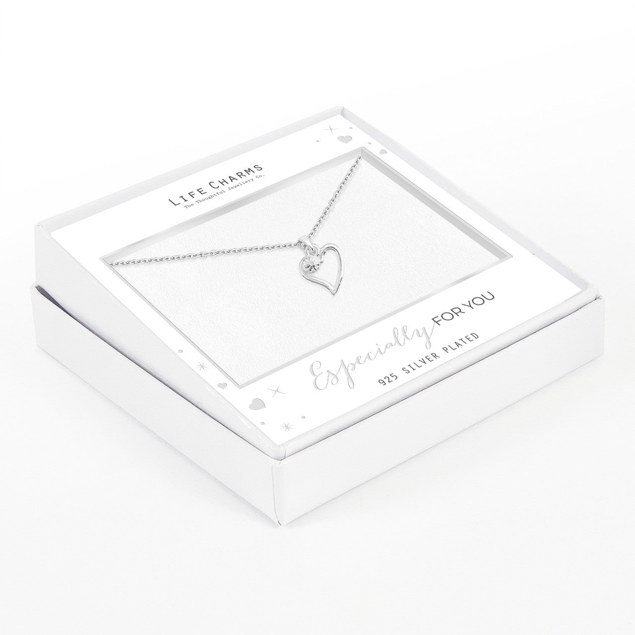 Open heart with zirconia stone necklace