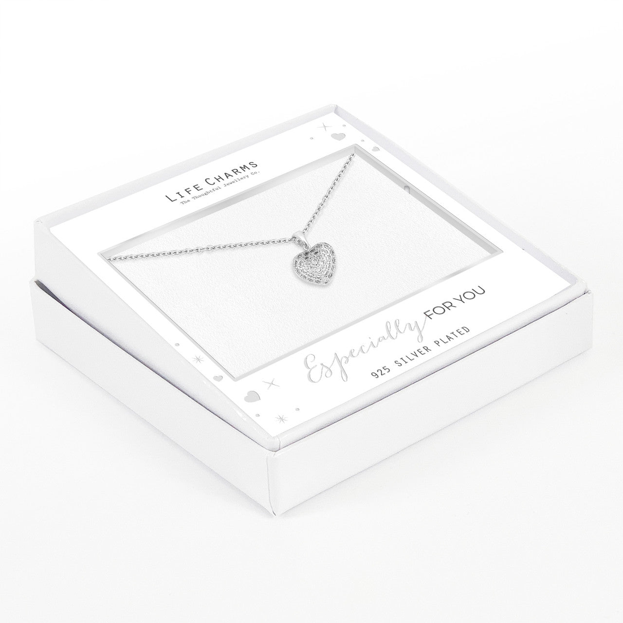 Crystal puffed heart necklace