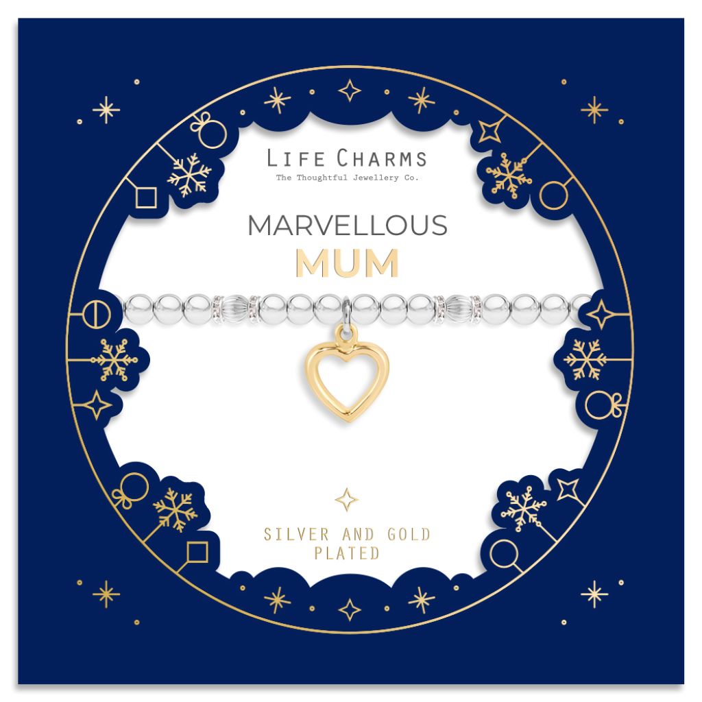 Silver and gold charm bracelet with Christmas sleeve - Mum