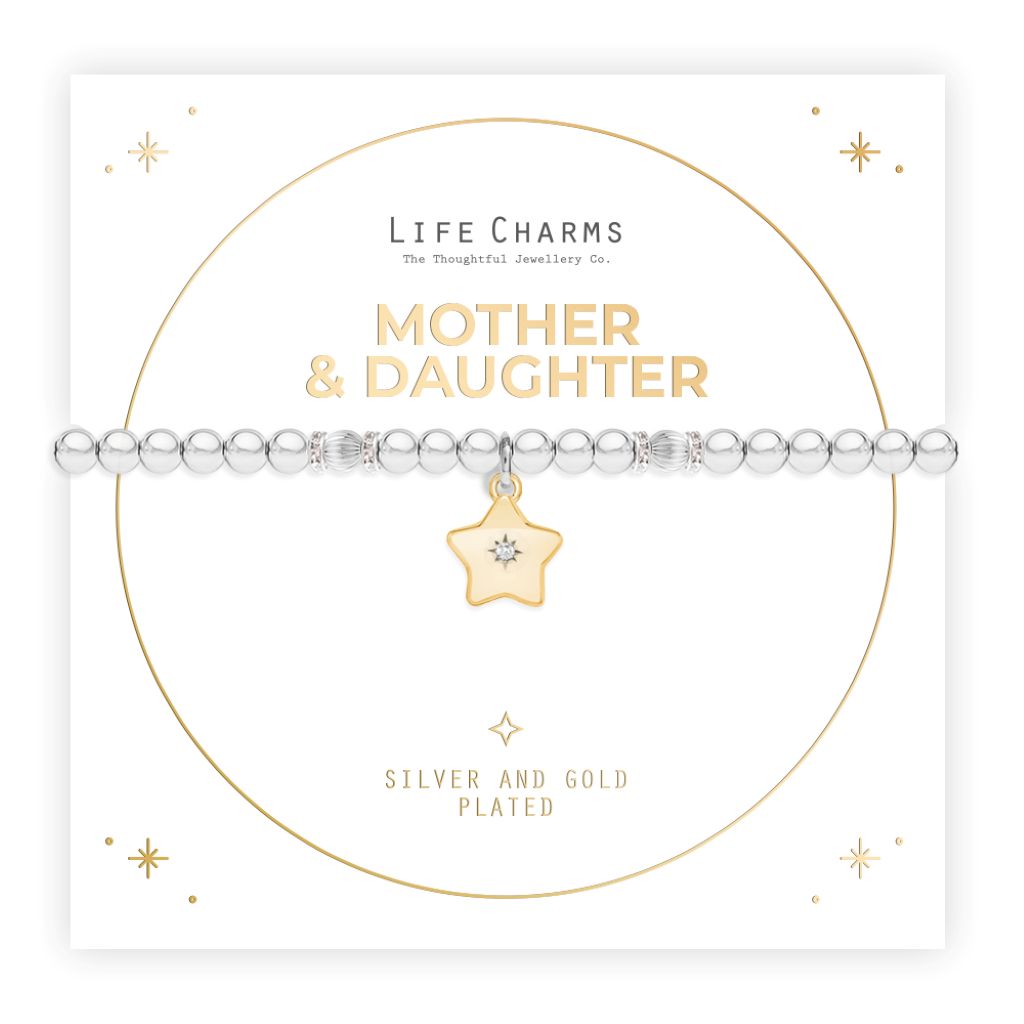 Silver and gold charm bracelet with Christmas sleeve - Mother & Daughter