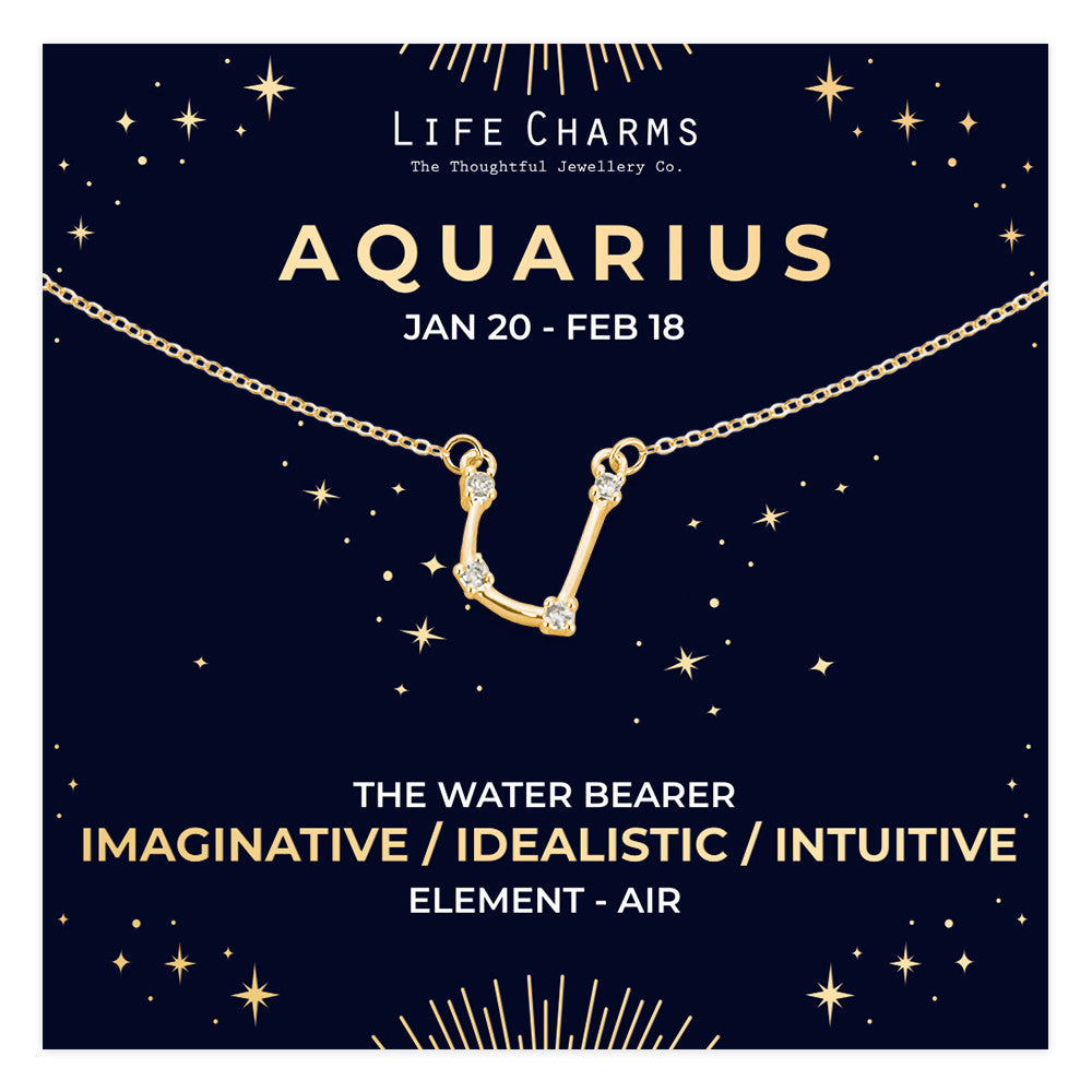 Aquarius Gold Zodiac Constellation Necklace