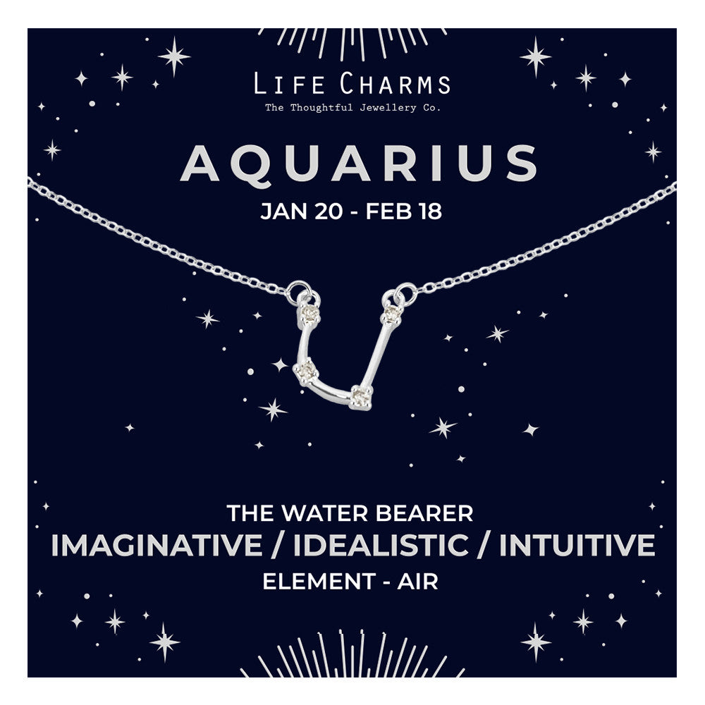 Aquarius Silver Zodiac Constellation Necklace