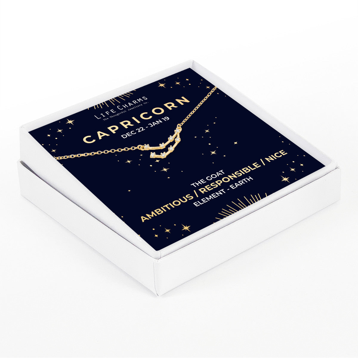 Capricorn Gold Zodiac Constellation Necklace