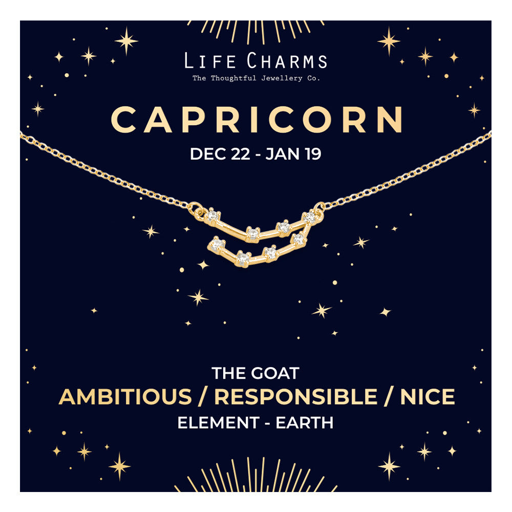 Capricorn Gold Zodiac Constellation Necklace