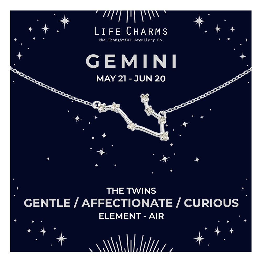Gemini Silver Zodiac Constellation Necklace