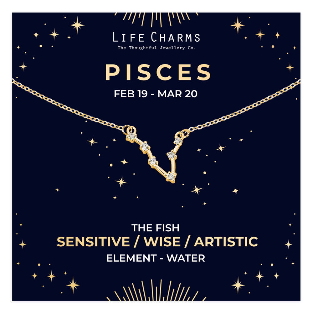 Pisces Gold Zodiac Constellation Necklace