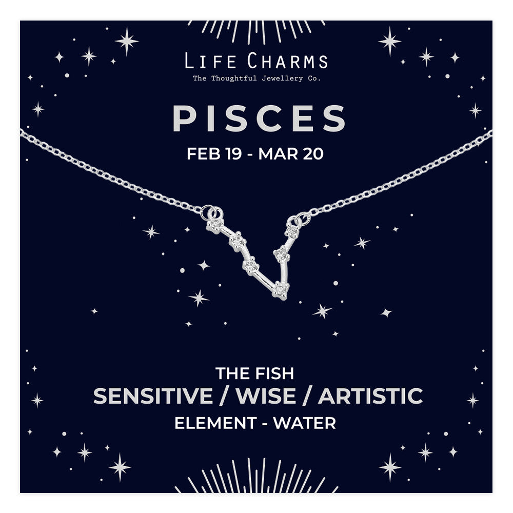 Pisces Silver Zodiac Constellation Necklace