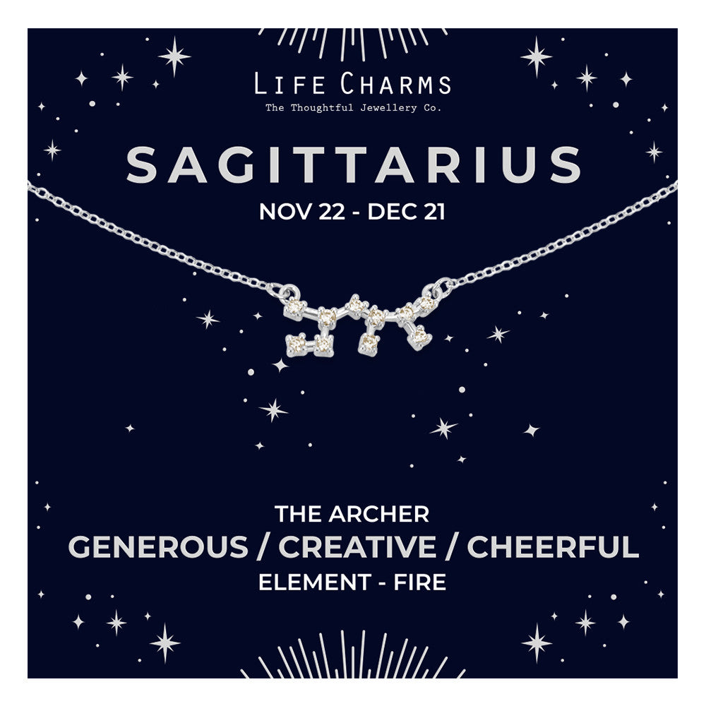 Sagittarius Silver Zodiac Constellation Necklace