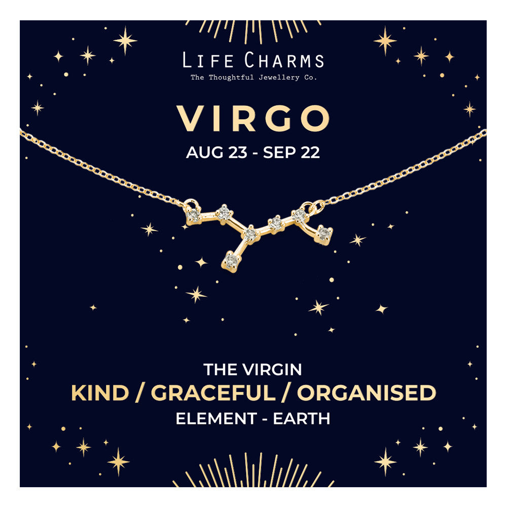 Virgo Gold Zodiac Constellation Necklace