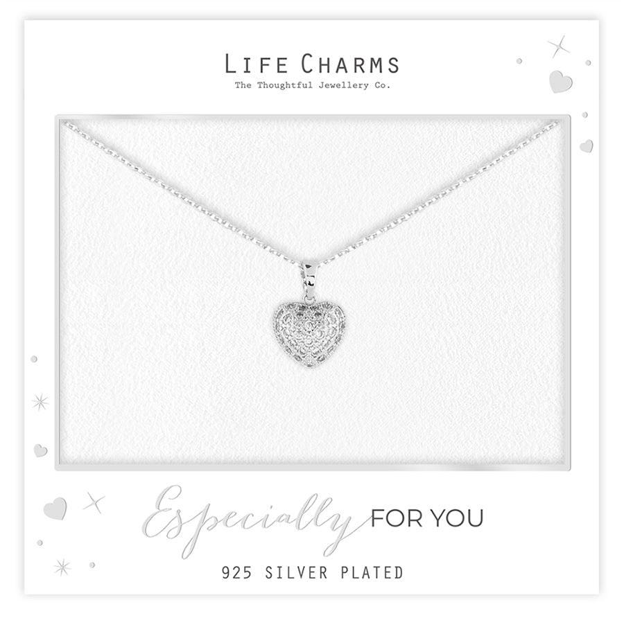 Crystal puffed heart necklace
