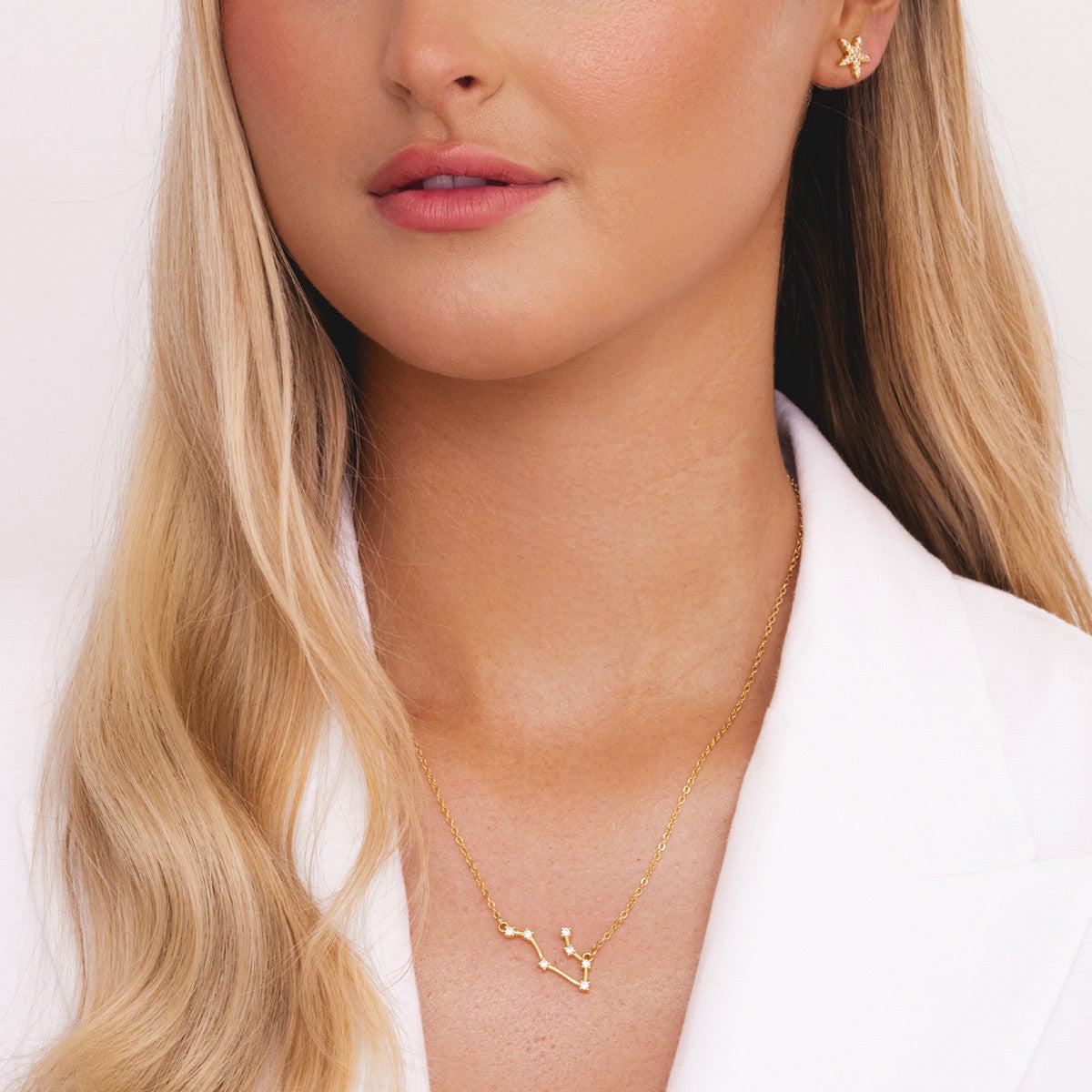 Pisces Gold Zodiac Constellation Necklace