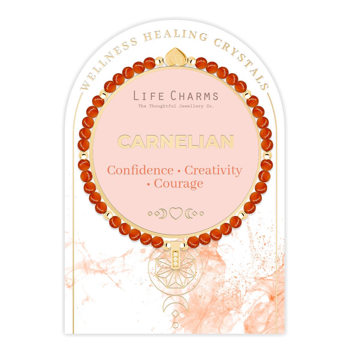 Carnelian & gold beads healing crystals bracelet