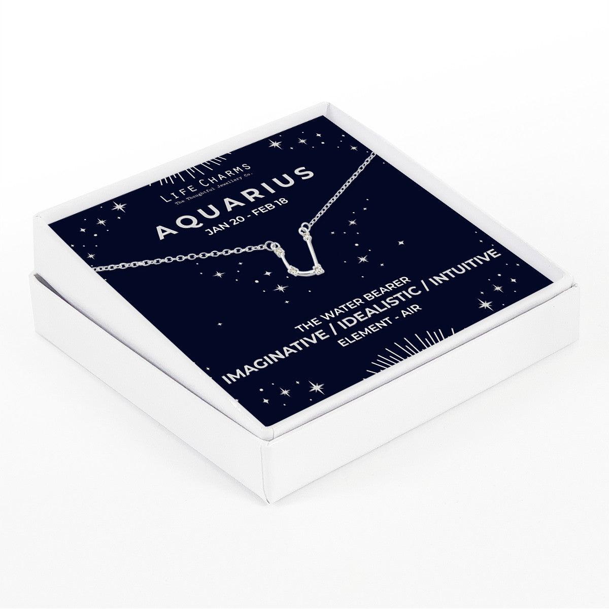 Aquarius Silver Zodiac Constellation Necklace