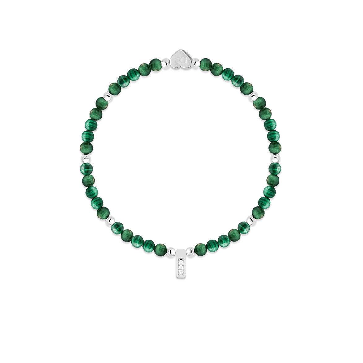 Malachite & silver beads healing crystals bracelet