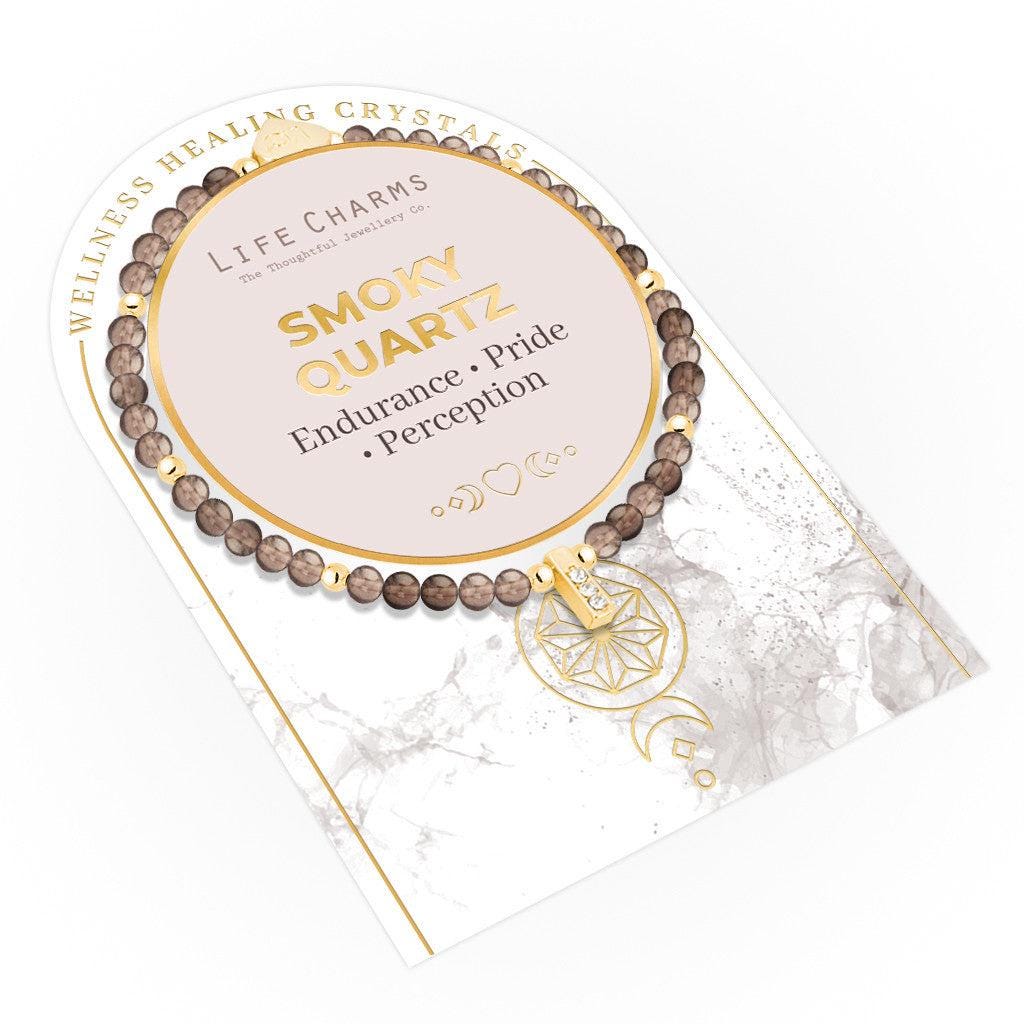 Smoky Quartz & gold beads healing crystals bracelet