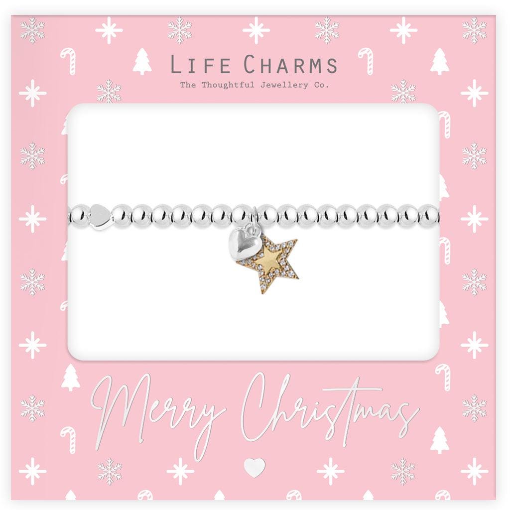 Merry Christmas Sparkly Gold Star Bracelet Gift
