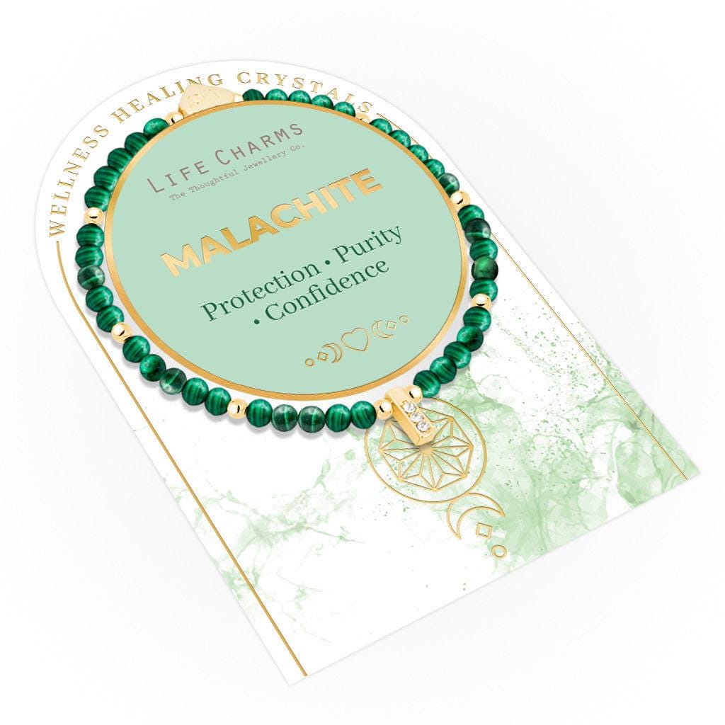 Malachite & Gold beads healing crystals bracelet