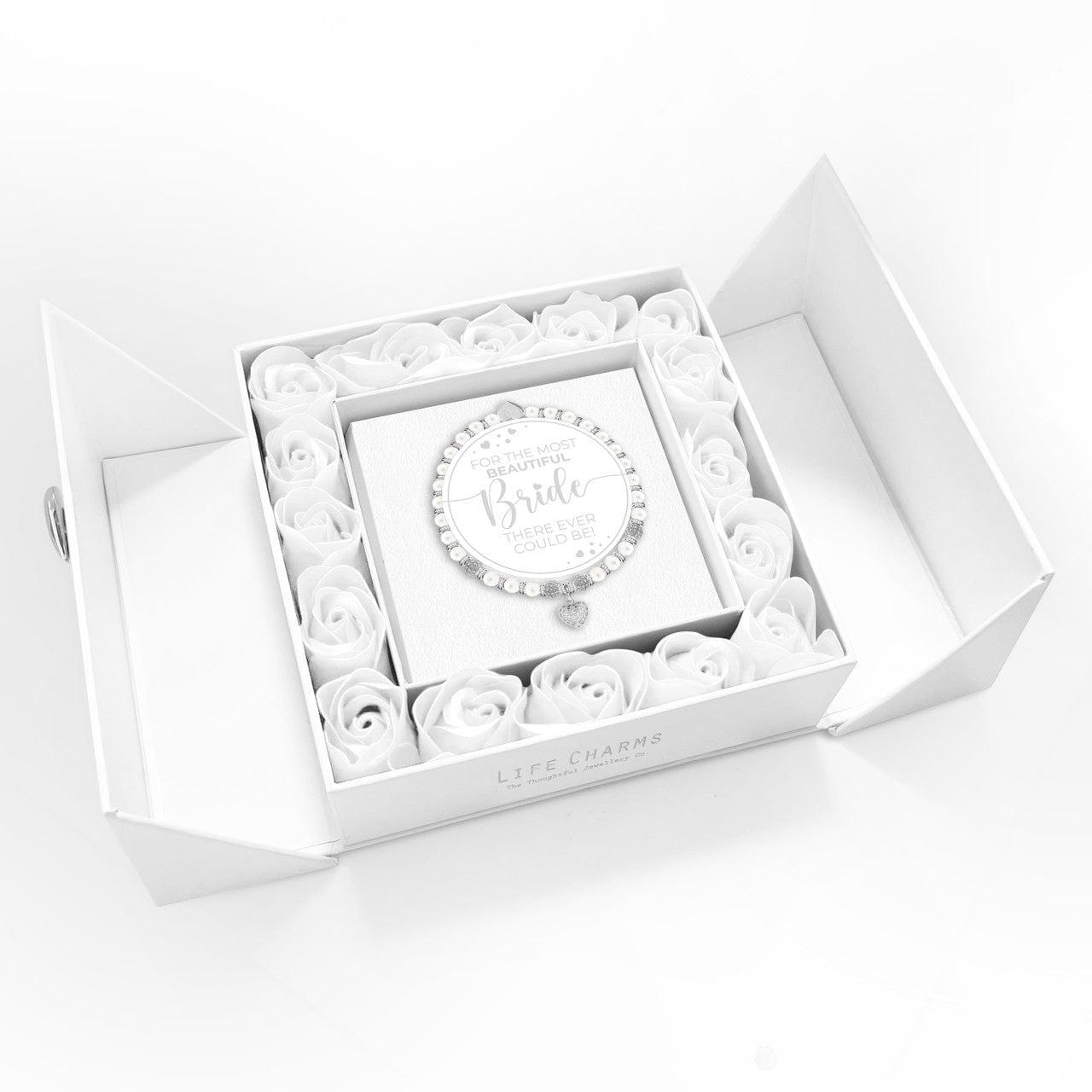Beautiful Bride - Freshwater pearls charm bracelet in flower box