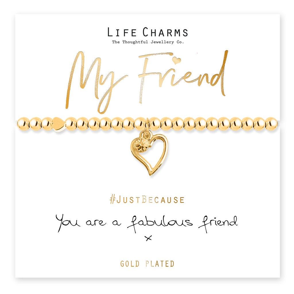 Fabulous Friend gold heart charm bracelet