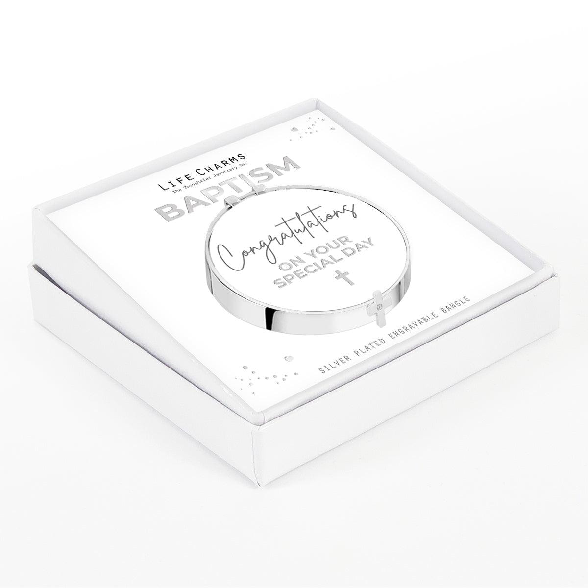 Baptism baby bangle with cross