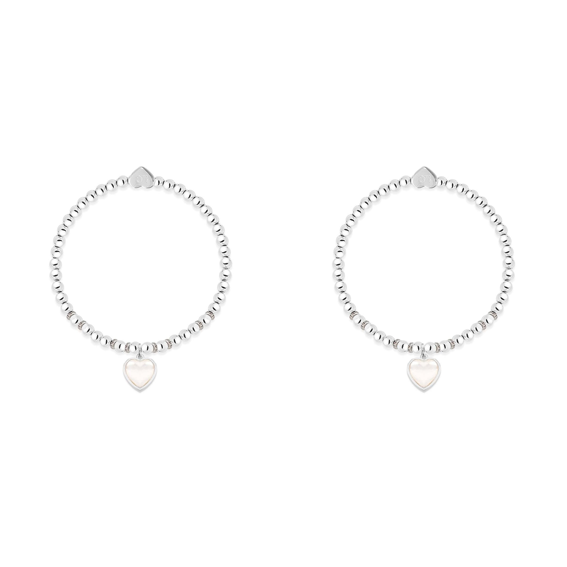 Grandmother & Granddaughter pearl heart charm bracelet set