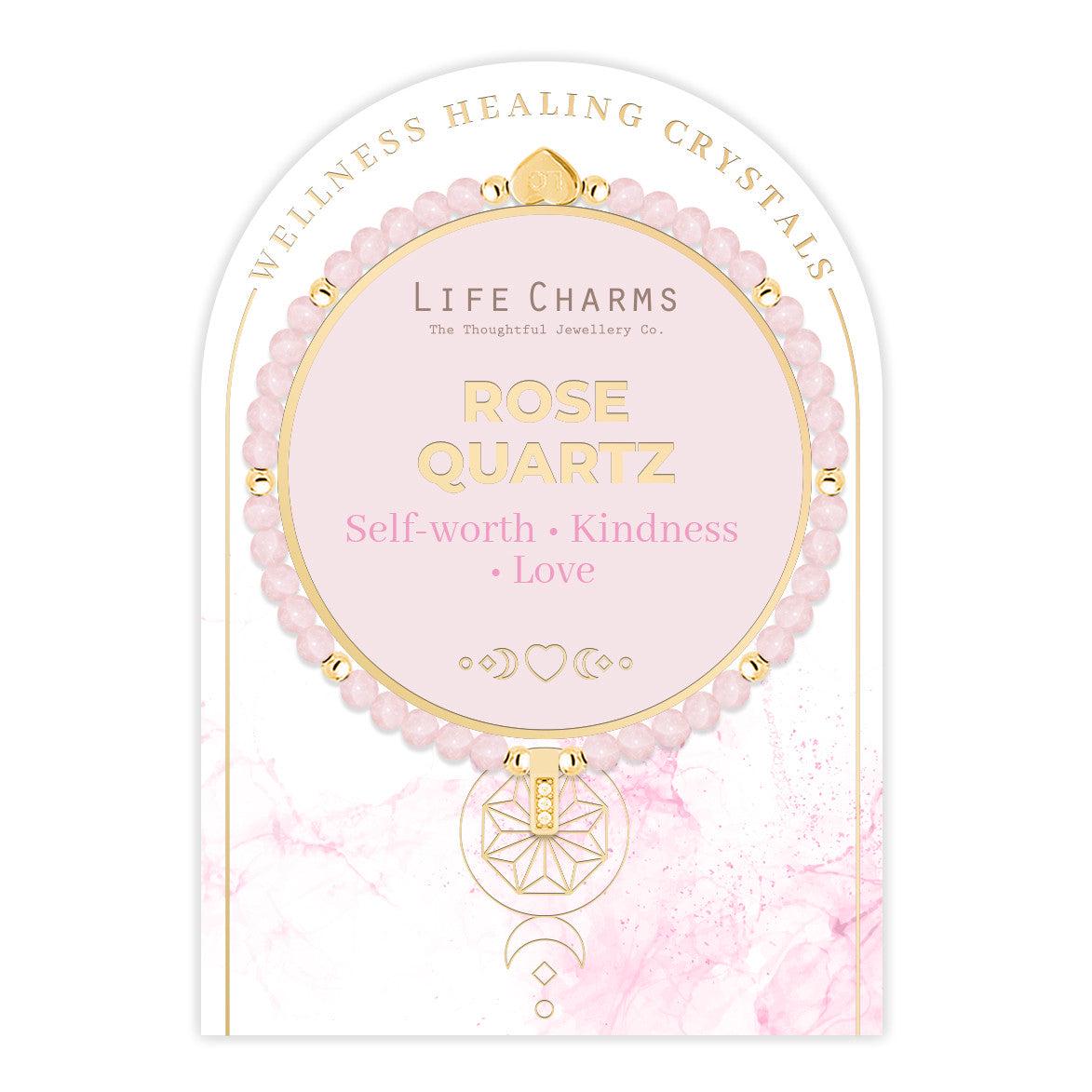 Rose Quartz & gold beads healing crystals bracelet