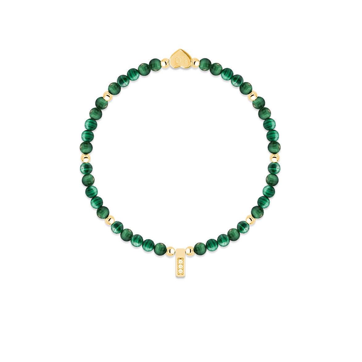Malachite & Gold beads healing crystals bracelet