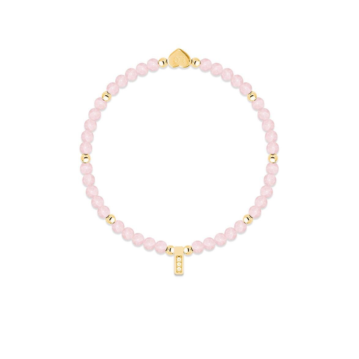 Rose Quartz & gold beads healing crystals bracelet