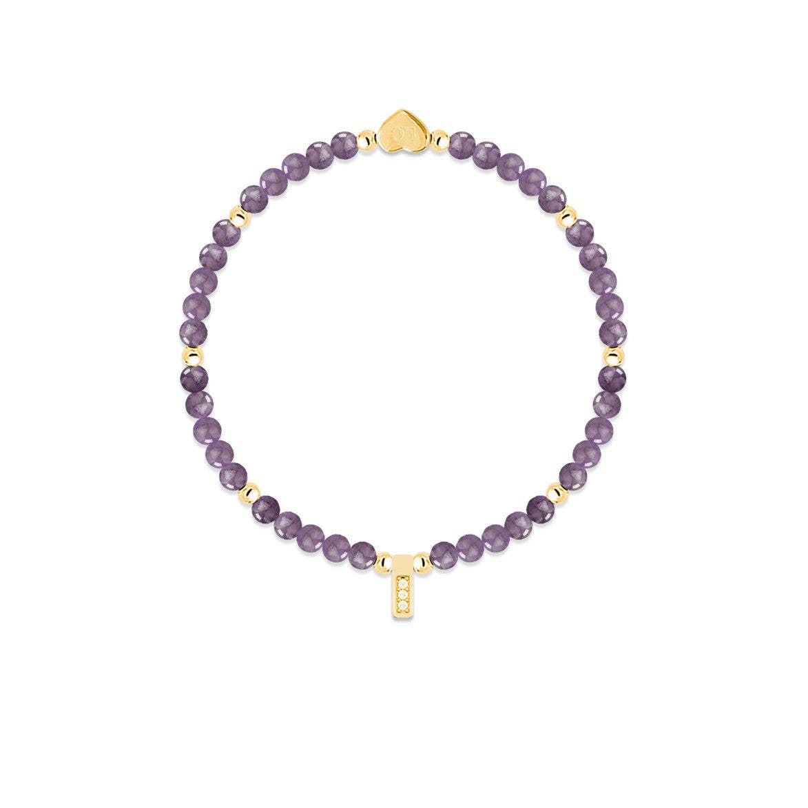 Amethyst & gold beads healing crystals bracelet