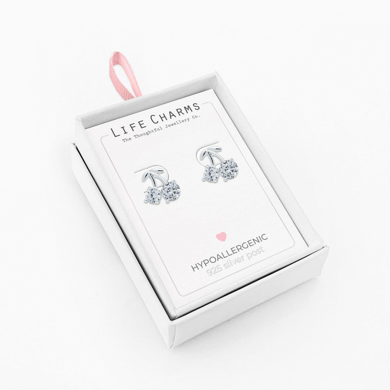 Cherry drops silver studs