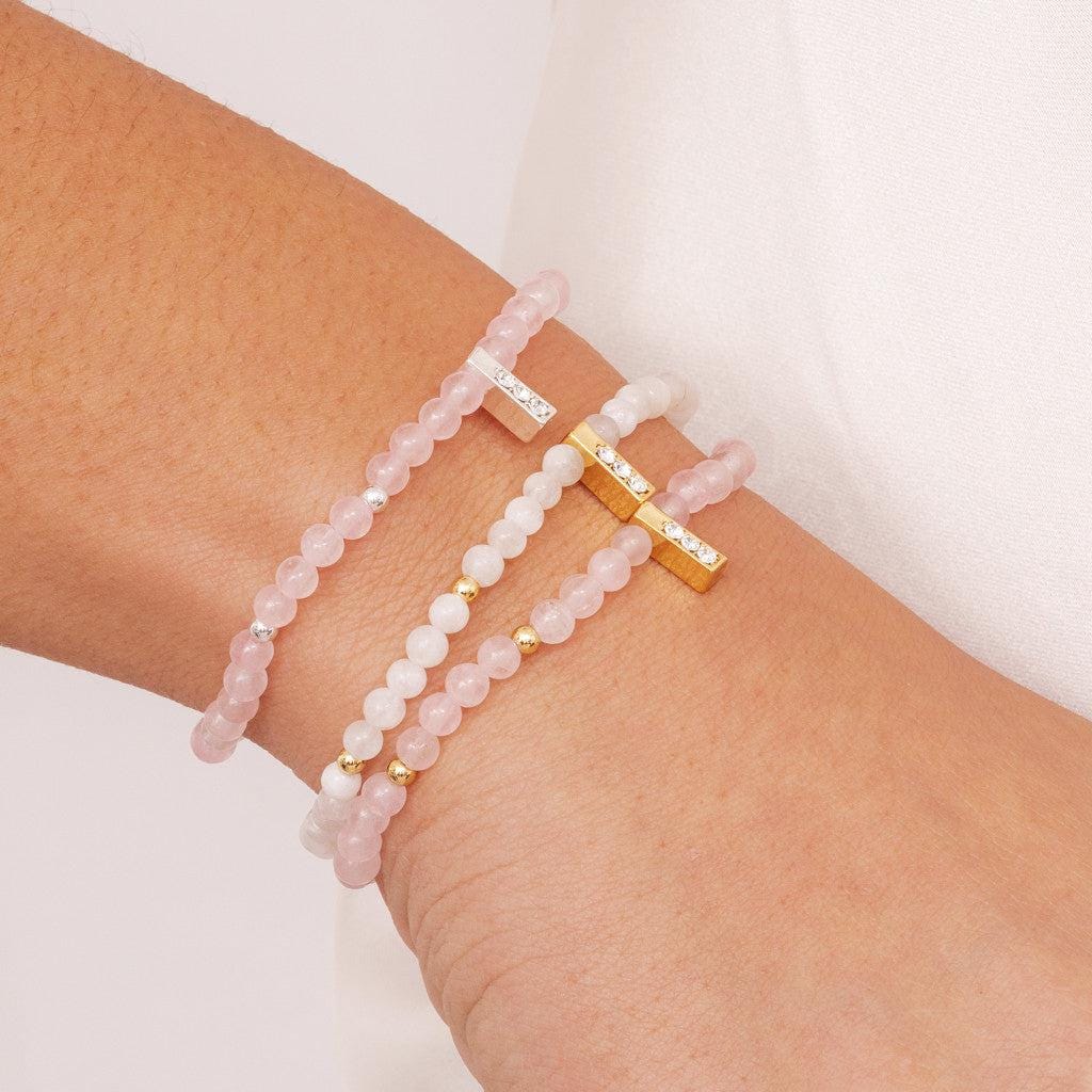 Moonstone & gold beads healing crystals bracelet