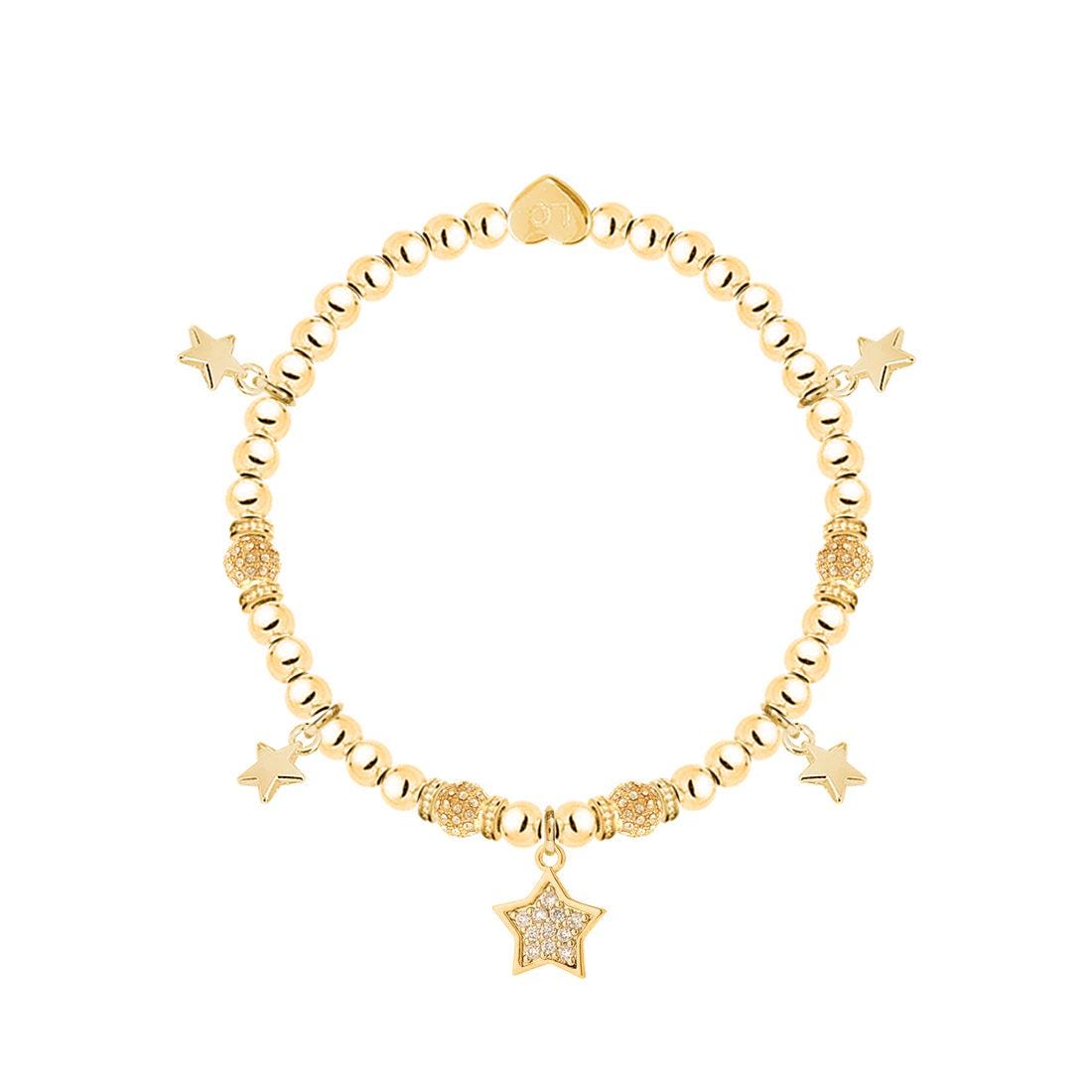 Happy Birthday - Sparkling gold stars charm bracelet in flower box